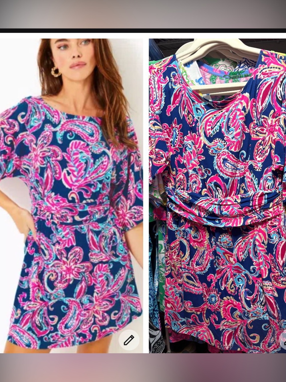 Lilly Pulitzer boat neck Parigi romper Navy Pink Paisley Shift